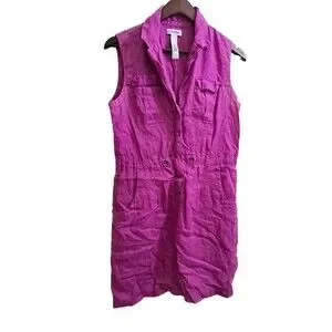 Calvin Klein | Dresses | Calvin Klein 0 Linen Shirt Dress Womens S  Sleeveless Pockets Preppy Summer | Poshmark